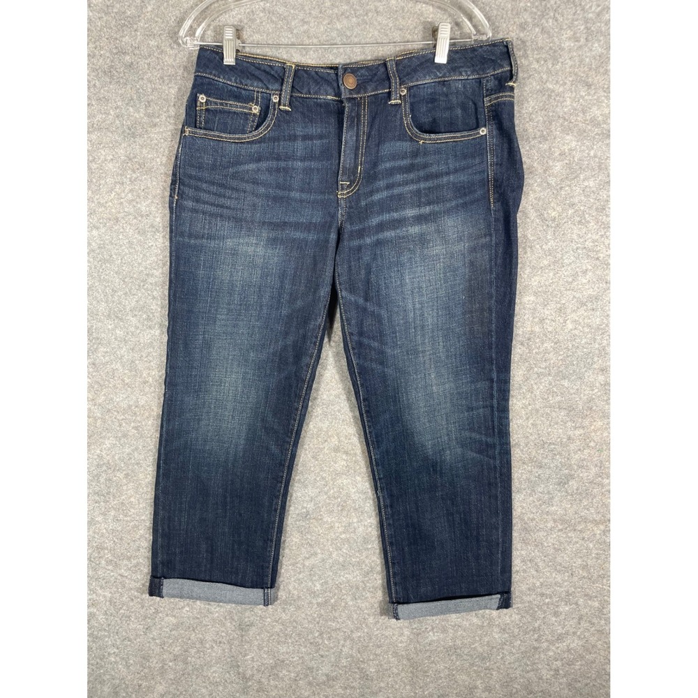 American Eagle Stretch Boy Fit Dark Wash Denim Cropped Cuffed Jeans‎